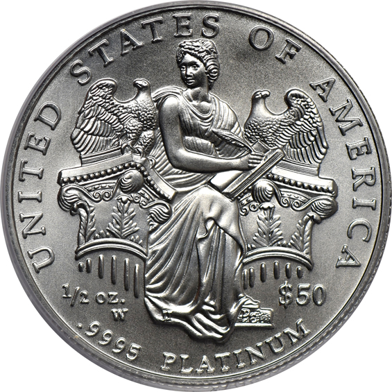 2006-W $50 1/2oz Platinum American Eagle, Burnished Collectors' Issue, PCGS MS-70
