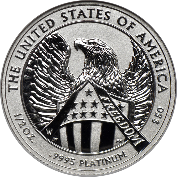 2007-W Reverse Proof $50 1/2oz Platinum American Eagle, 10th Anniversary, NGC PF 70