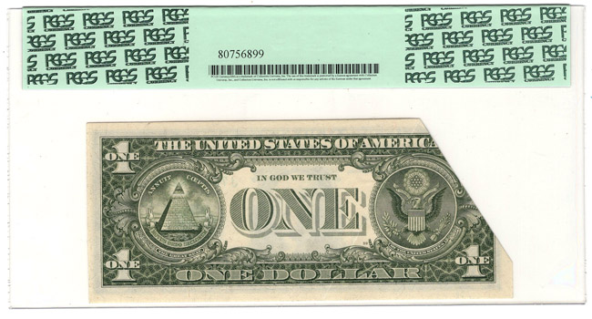 Error - 1981 A $1 Kansas City Fr# 1912-J, Pre-Overprint Foldover and Cutting Error - PCGS ChCU-63 PPQ
