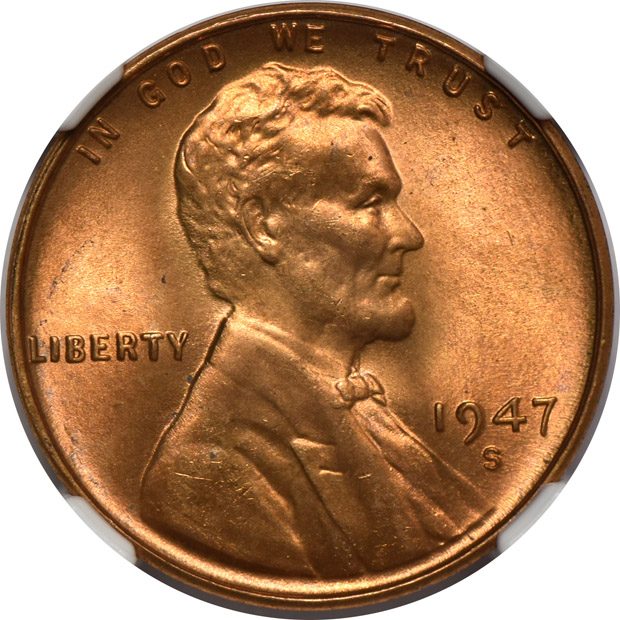 Three 1947-S, one MS-66 RD, two MS-67 RD, all NGC CAC