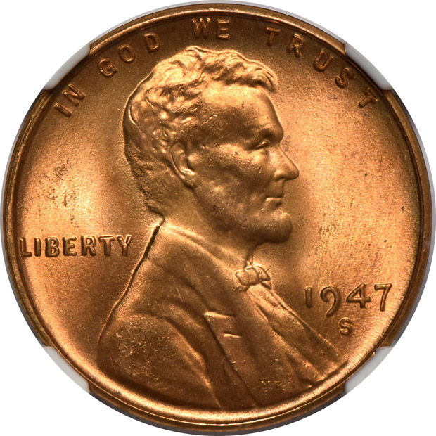 Three 1947-S, one MS-66 RD, two MS-67 RD, all NGC CAC