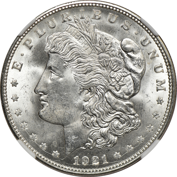 Two 1921-D Morgan NGC MS-65, one CAC