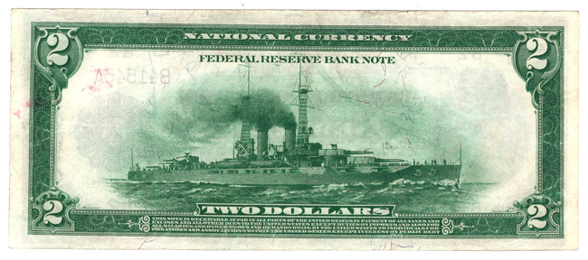 1918 $2 New York Battleship Fr# 750 - VF