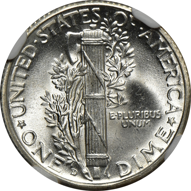 Five Mercury dimes certified by NGC