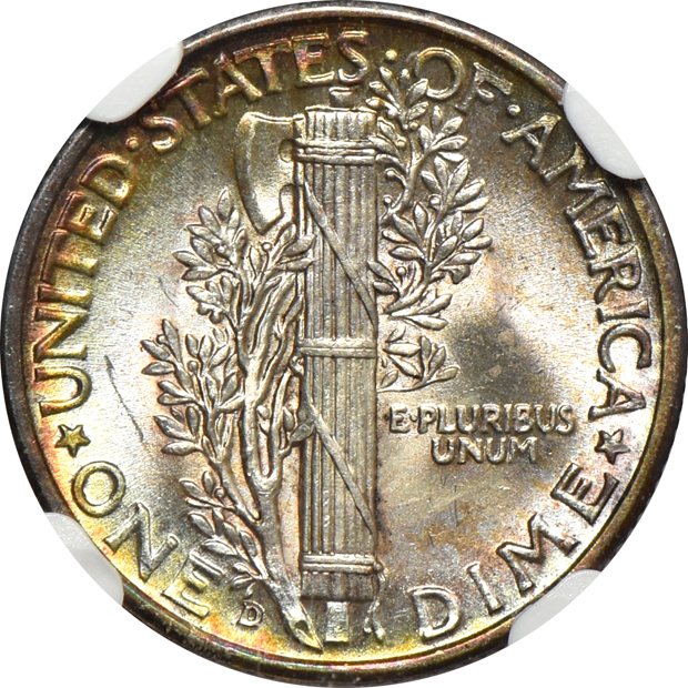 Five Mercury dimes certified by NGC