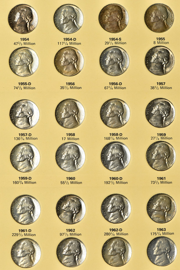 Massive collection of over three hundred Proof and BU Jefferson nickels in holders