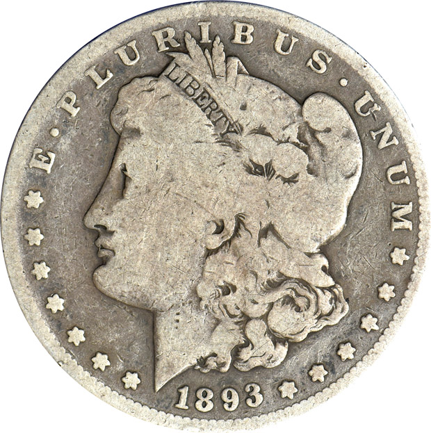 Nearly complete collection of ninety-seven Morgan silver dollars in four Capital Plastics holders.