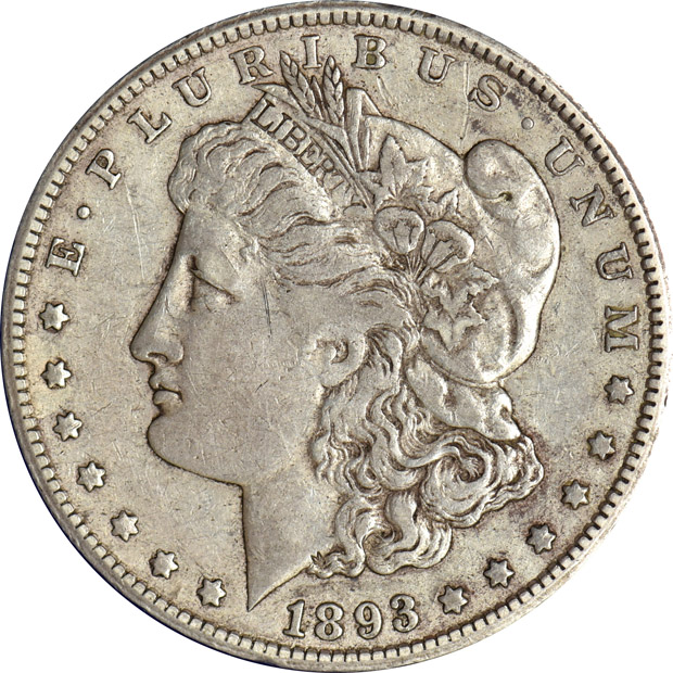 Nearly complete collection of ninety-seven Morgan silver dollars in four Capital Plastics holders.