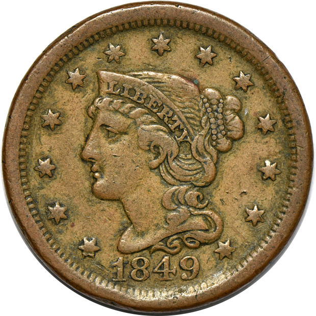 Eighteen large cents, as described