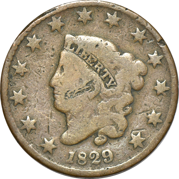 Eighteen large cents, as described