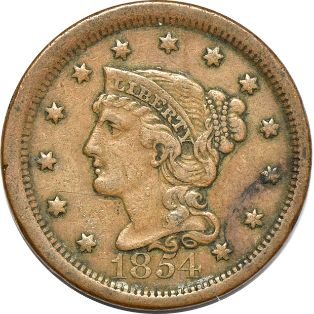 Eighteen large cents, as described