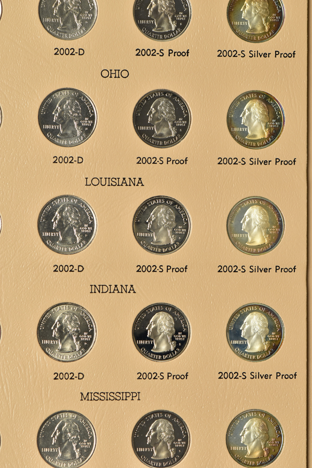 Complete collection of Washington Statehood quarters, including proof, in two Dansco albums