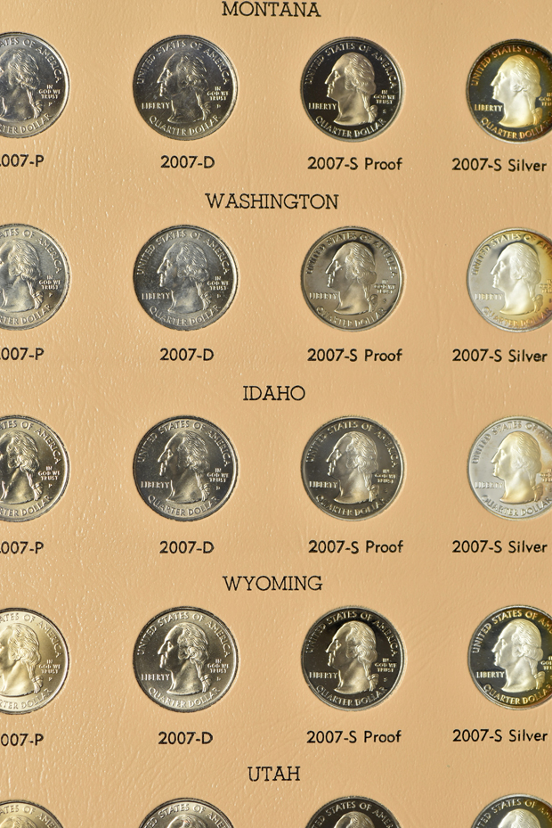 Complete collection of Washington Statehood quarters, including proof, in two Dansco albums