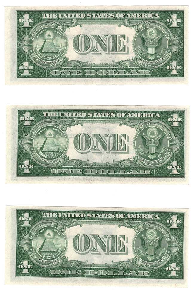 Run of five 1935-C $1, all autographed by Treasurer W.A. Julian - ChCU