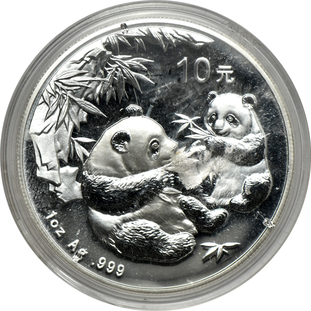China - Group of nine 1oz silver Chinese Pandas