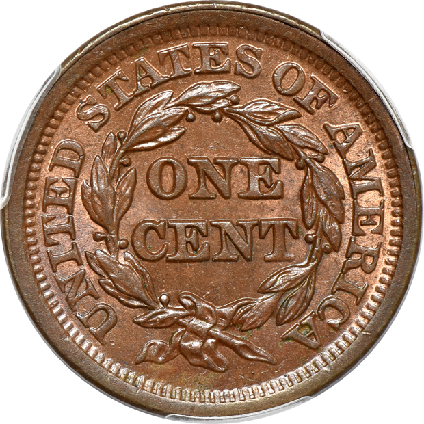 1853 MS-63BN, and an 1855 AU-55 Knob on Ear CAC, both PCGS