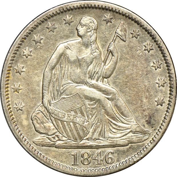 Group of sixteen different Liberty Seated half-dollars