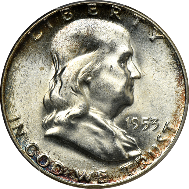 Group of thirteen Franklin half-dollars certified by PCGS