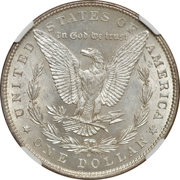 1878-CC NGC MS-63, 1880-O NGC MS-62, and an 1885-O PCGS MS-64 CAC