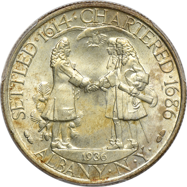 1920 Pilgrim PCGS MS-66, 1936 Albany PCGS MS-65, and a 1937-D Boone NGC MS-65