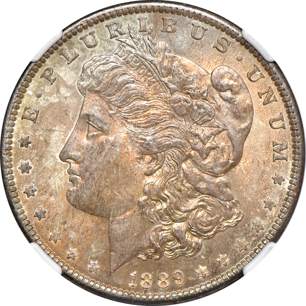 Eight NGC certified Morgan silver dollars.  Two MS-65 and six MS-64