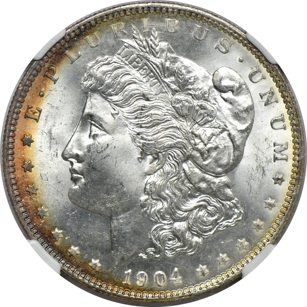 Eight NGC certified Morgan silver dollars.  Two MS-65 and six MS-64