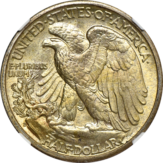 Four Walking Liberty half-dollars, all NGC MS-65 CAC