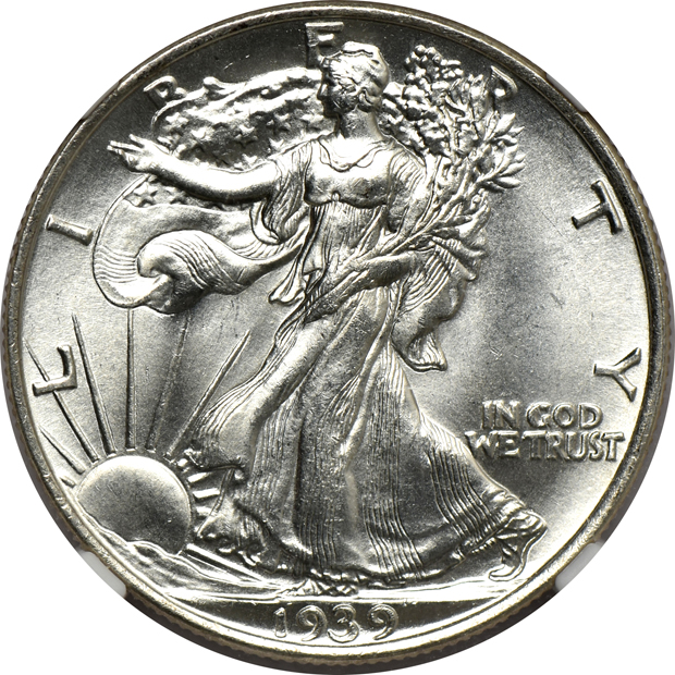 Four Walking Liberty half-dollars, all NGC MS-65 CAC