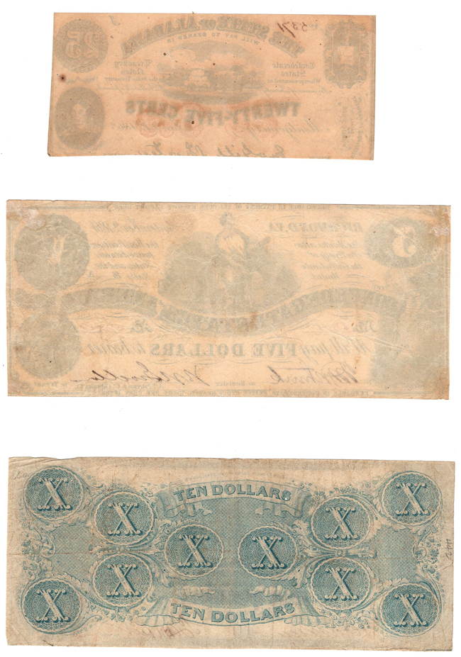 Fifteen notes consisting of Confederate States and Obsoletes