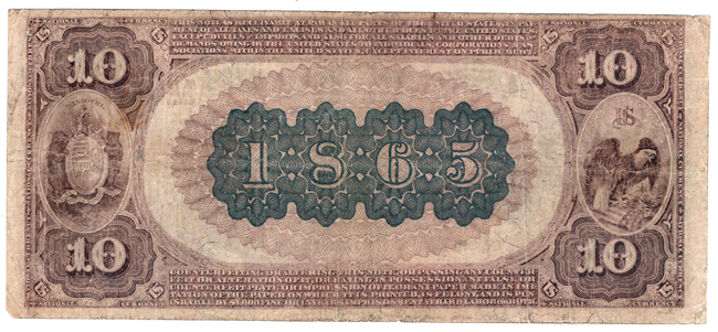 1882 $10 Brown Back - Rolla, MO Charter #1865 - F