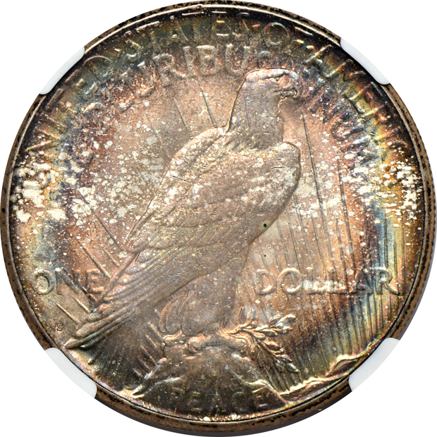 1923-S NGC MS-64 CAC, plus three certified Morgan silver dollars