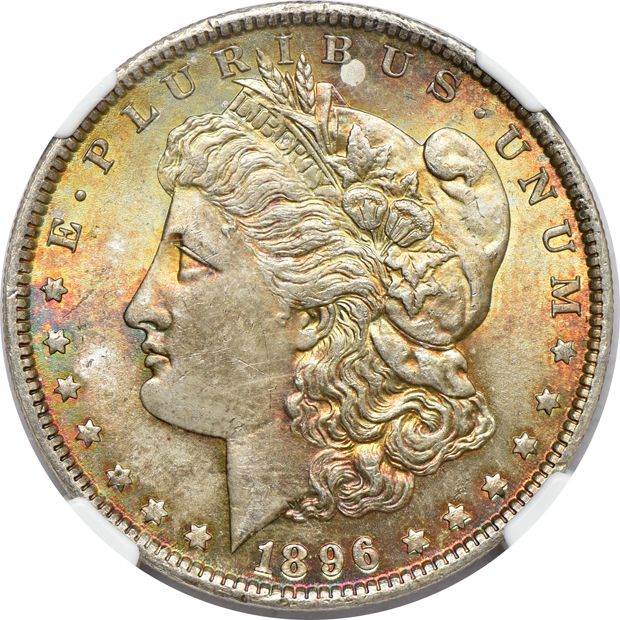 1923-S NGC MS-64 CAC, plus three certified Morgan silver dollars