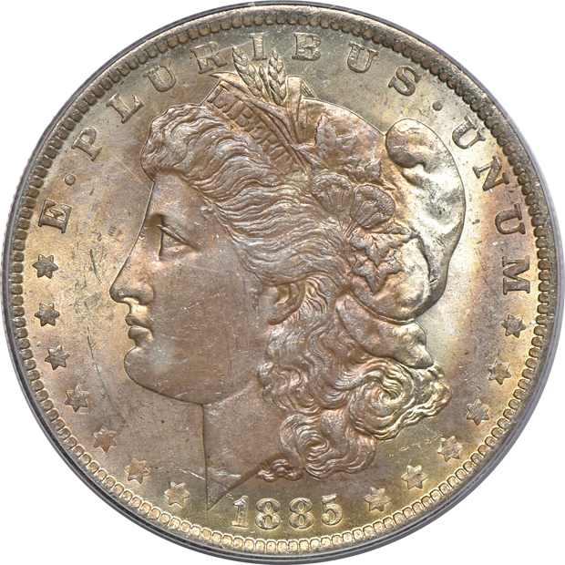 1923-S NGC MS-64 CAC, plus three certified Morgan silver dollars
