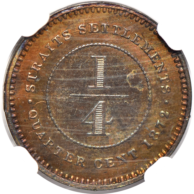 Straits Settlements - 1872-H 1/4 Cent - NGC SP-64 RB