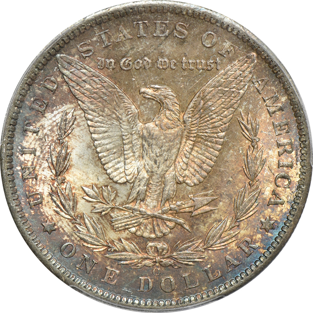 1879-S PCGS MS-66+, and an 1885-O PCGS MS-66 CAC