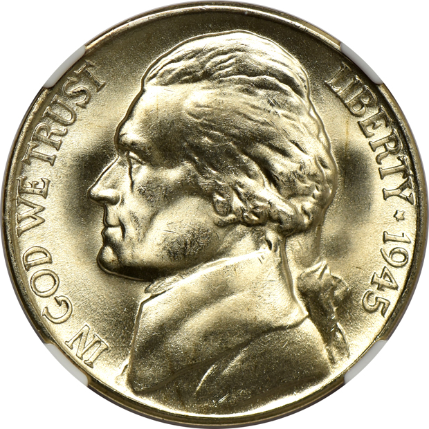 1943-D MS-67, 1943-D MS-67+ 5FS, 1945-D MS-67+, and a 1948-D MS-67, all NGC