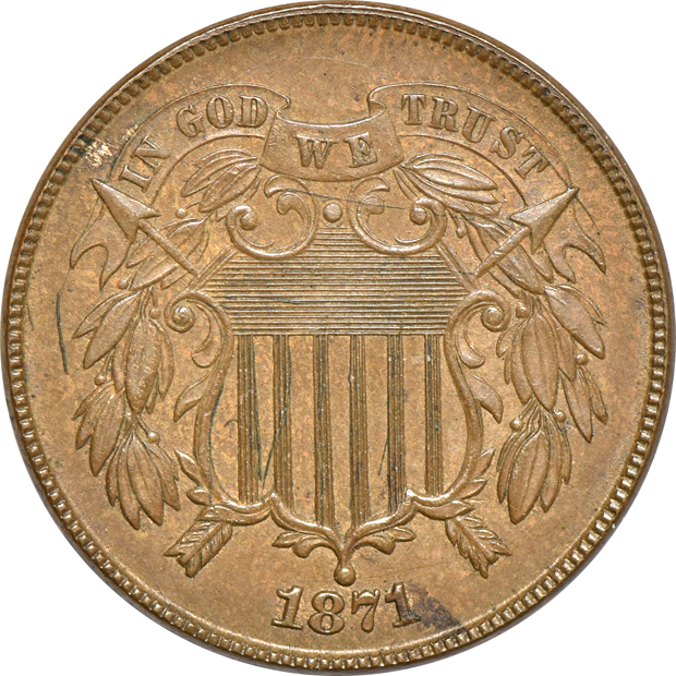 Seven two-cent pieces