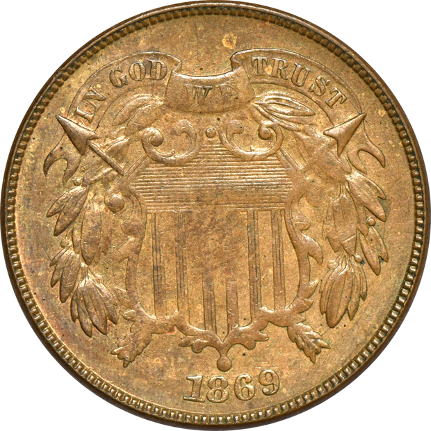 Seven two-cent pieces
