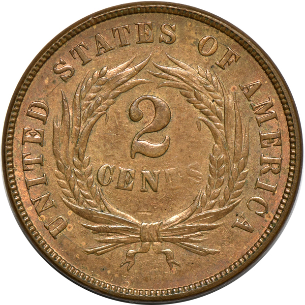 Seven two-cent pieces