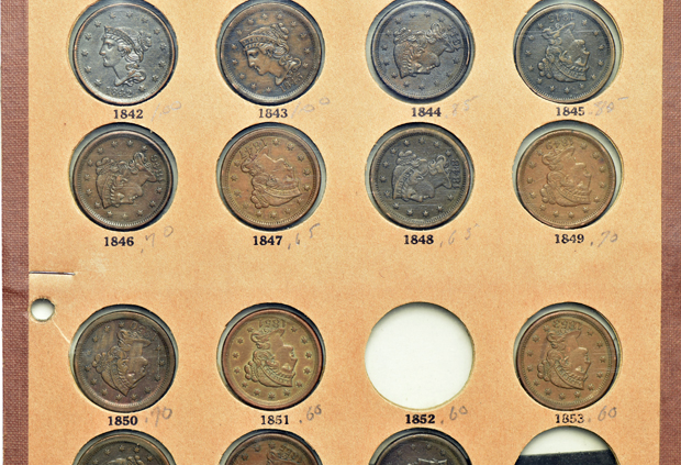 Thirty-seven different large cents in Wayte Raymond pages