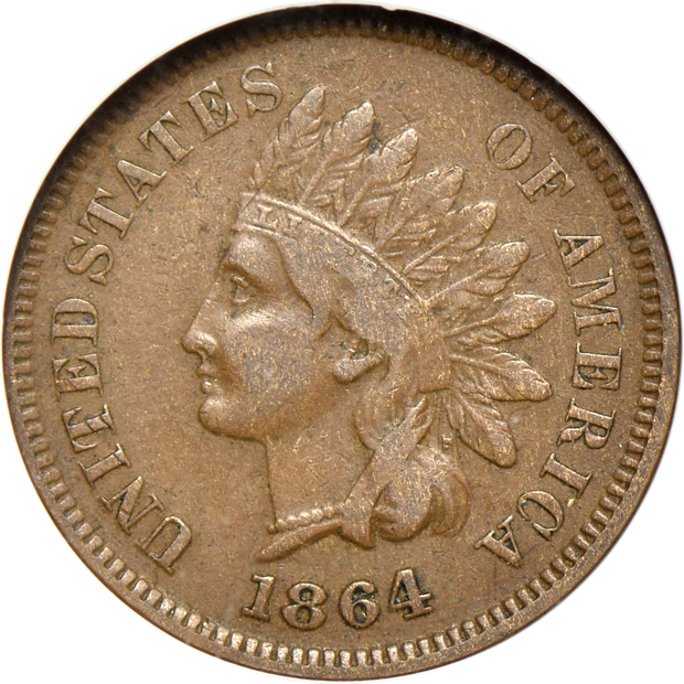Two 1864 with L on Ribbon VF-30 BN and AU-58 BN, both NGC