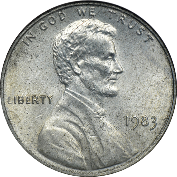 Six certified small cents and two certified Jefferson nickels
