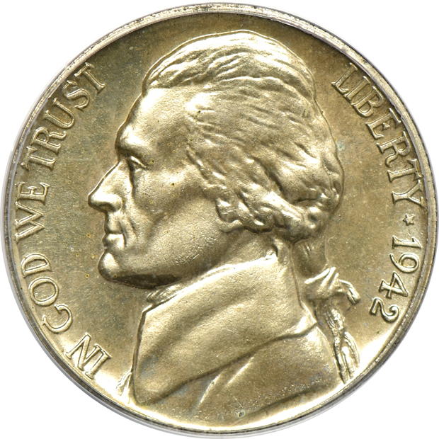 Six certified small cents and two certified Jefferson nickels
