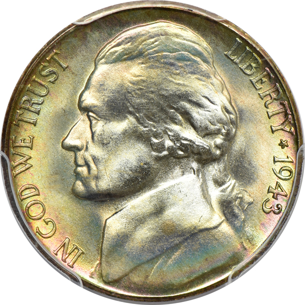Six certified small cents and two certified Jefferson nickels
