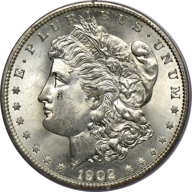 Fifteen Morgan silver dollars certified by PCGS, plus five Peace silver dollars certified by NGC