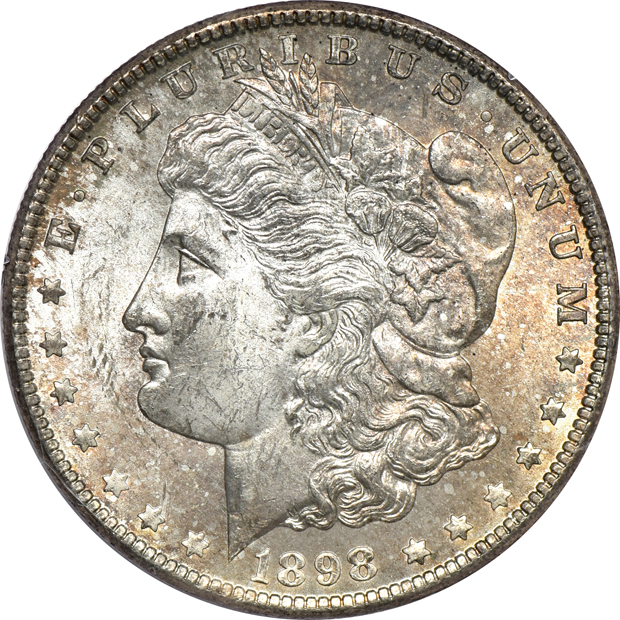 Fifteen Morgan silver dollars certified by PCGS, plus five Peace silver dollars certified by NGC