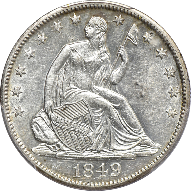 1839 Drapery, and an 1849-O, both PCGS AU-55