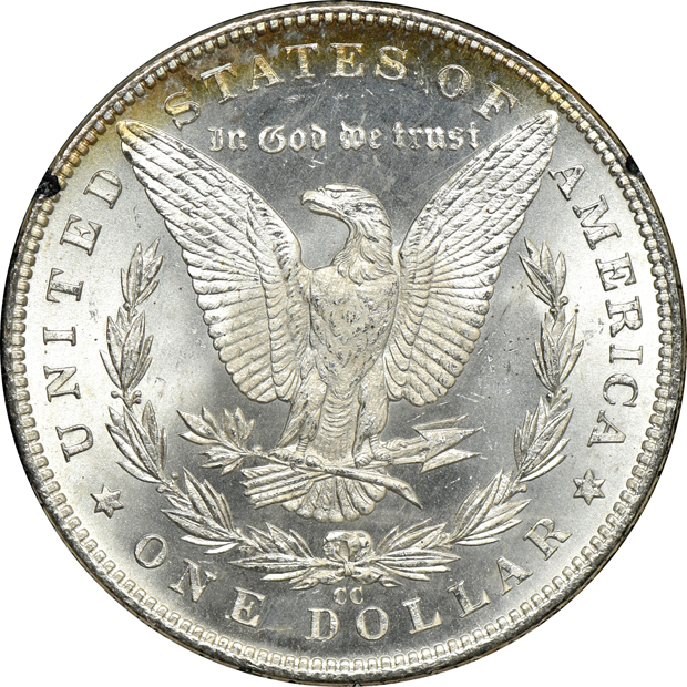 1882-CC GSA MS-65, 1883-CC GSA MS-64+, and an 1884-CC GSA MS-63 PL, all NGC