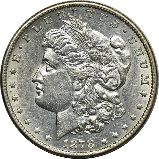 Five Morgan silver dollars