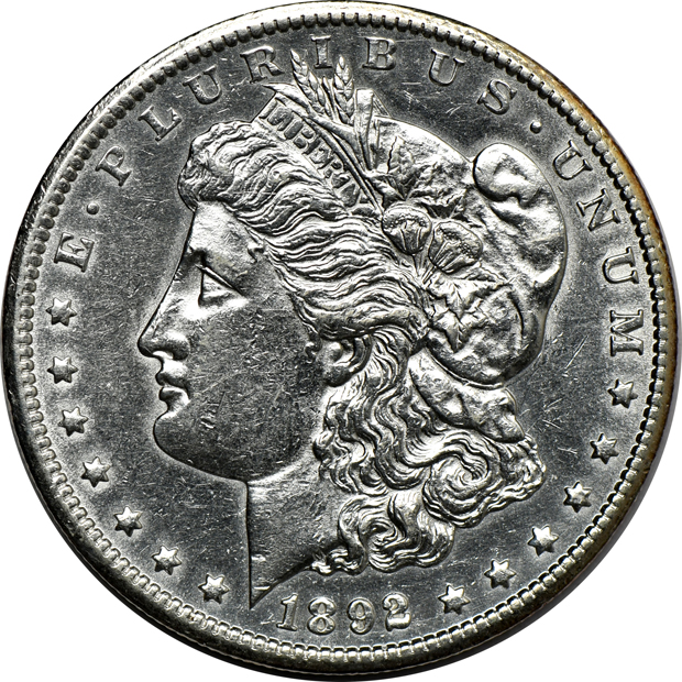 Five Morgan silver dollars